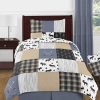 Sweet Jojo Designs Blue Tan Grey And Black Woodland Plaid And Arrow Rustic Patch Boy Twin Kid Childrens Bedding Comforter Set 4 Pieces 0 100x100