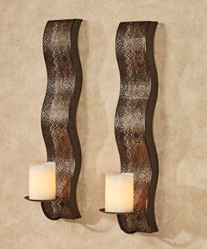 Touch Of Class Alby Wavy Modern Ornate Wall Sconce Pair Bronze Large Size Candle Sconces Set Of Two Decor Holders For Candles Antique Holder For Bedroom Living Room 225 Inches High 0 300x360