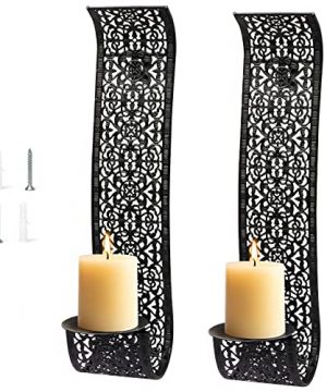 Wall Sconce Candle Holder Wall Sconces Set Of 2 For Pillar Candles Farmhouse Wall Mounted Candle Holders Black Metal Wall Sconces Decor For Living Room Bathroom Dining RoomCandles Excluded 0 300x360