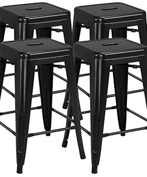 Yaheetech 24 Inch Barstools Set Of 4 Counter Height Metal Bar Stools IndoorOutdoor Stackable Bartool Industrial High Backless Stools Black 0 300x360