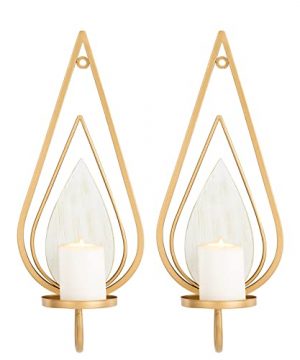 ZOOYOO Gold Raindrop Wall Sconce Candle HoldersGold Iron Wall Candle Sconce HoldersGold Hanging Wall Sconce Candle HoldersGold Metal Wall Candle Sconce HoldersSet Of 2 0 300x360