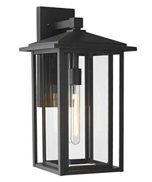 Zeyu Exterior Wall Sconce 21 Industrial Outdoor Porch Light Fixture For Entryway Garage Black Finish With Clear Glass Shade 1951 LG BK 0 300x360