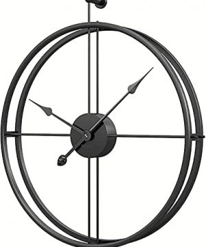 24 Large Modern Metal Wall Clock Elroy Wall Clock Black Simple Farmhouse Decor Industrial Style Silent Battery Operated For Living Room Bedroom Kitchen Hotel And Outdoor Decor 0 300x360
