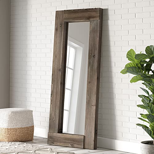 Barnyard Designs 24x58 Leaner Floor Mirror Full Length, Large Rustic Wall Mirror Free Standing, Leaning Hanging Wood…