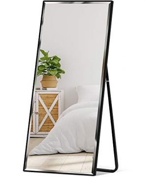 Best Choice Products 65x22in Full Length Mirror Rectangular Wall Hanging Leaning Floor Mirror For Bedroom Living Room Vertical Horizontal WHigh Clarity Beveled Edges Anti Blast Film Black 0 300x360