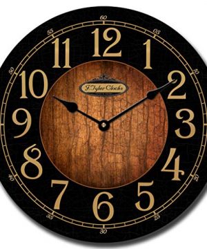 Black Wood Large Wall Clock Ultra Quiet Quartz Mechanism Hand Made In USA Beautiful Crisp Lasting Color Comes In 8 Sizes 0 300x360