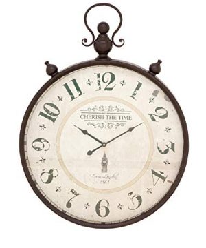 Deco 79 92259 Rustic Cherish The Time Round Analog Metal Wall Clock 31 X 23 0 300x360