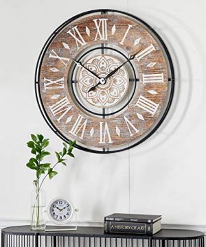 Deco 79 Brown Farmhouse Wood Wall Clock 34 X 34 Inches 0 300x360