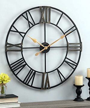 FirsTime Co Black Bradshaw Roman Farmhouse Clock Metal 30 X 125 X 30 Inches 0 300x360