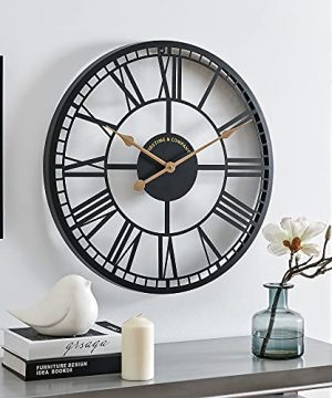 FirsTime Co Black Westley Roman Farmhouse Clock Metal Industrial Style 24 X 2 X 24 Inches 0 300x360