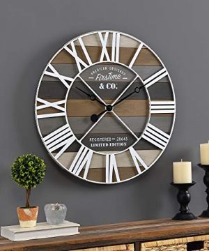 FirsTime Co Gray Maritime Farmhouse Planks Clock American Crafted Gray 24 X 2 X 24 0 300x360