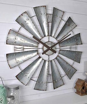 FirsTime Co Windmill Wall Clock 24 Galvanized Gray50083 0 300x360
