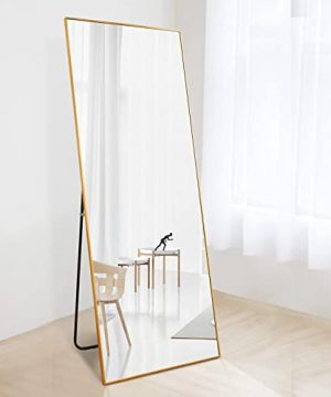 HARRITPURE 65x22 Full Length Mirror Wall Mirror Floor Mirror Aluminum Frame Rectangle Mirrors Standing Wall Leaning Dressing Mirror For Living Room Bedroom CloakroomGold 0 300x360