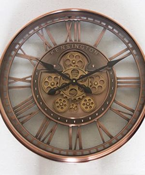 INFINITY TIME 21Inch Real Moving Gear Large Wall Clock Vintage Industrial Steampunk Cog Rustic Farmhouse For Home Decor Gift Roman NumeralsBronze Copper 0 300x360