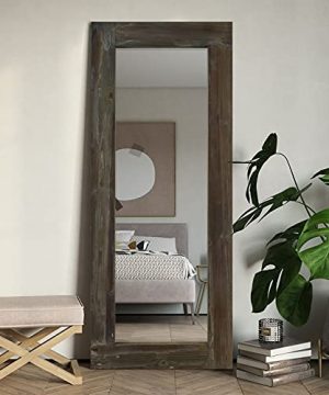 MAYEERTY Floor Mirror Full Length Rustic Wood Frame Body Full Size Large Leaning Wall Mounted Rectangle Farmhouse Decorative Wall Hanging Bedroom Living Room Mirrors 58x24in Grey 0 300x360