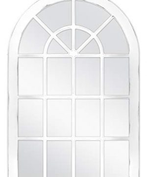 MCS Countryside Arched Windowpane Wall White 24x36 Inch Overall Size Mirror 0 300x360