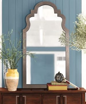 MOTINI Wall Mirror 26 X 48 Farmhouse Arched Mirror With MDF Frame Modern Wall Mounted Decorative Mirror For Wall Entryway Living Room Bedroom 0 300x360