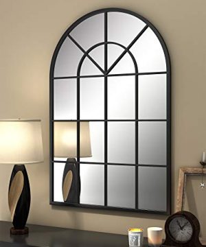 Metal Arched Window Mirror 32 X 48 Black Large Windowpane Arched Wall Mirror For Wall Decor 0 300x360