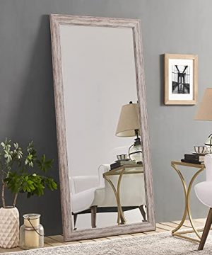 Naomi Home Rustic Floor Mirror Decorative Wooden Frame Full Length Mirror Vertical Horizontal Wall Hanging Farmhouse Mirror Decor For Bedroom Living Room Dressing Room White 66 X 32 0 300x360