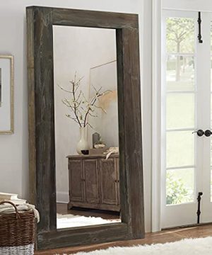 NeuType 71x32 Rustic Full Length Mirror Vintage Wood Framed Large Bedroom Mirror Floor Mirror Farmhouse Wall Mounted Mirror Hanging Or Leaning Against Wall Distressed Brown Solid Wood 0 300x360