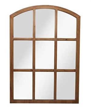 SEEKELEGANT Large Wood Window Mirror For Wall Wooden Arched Wall Mirror 36 X 51 Grid Accent Mirror Decorative Wall Mounted Mirror 0 300x360