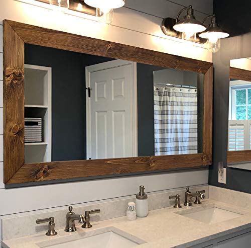 Shiplap Rustic Wood Framed Mirror 20 Stain Colors Provincial Rustic Reclaimed Style Wood Farmhouse Bathroom Mirror Full Length Vanity Mirror Large Mirror For Wall Big Hanging Wall Mirror 0 