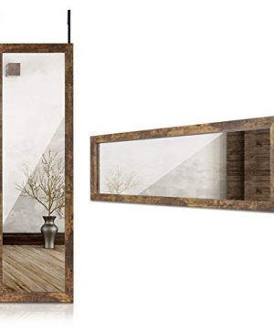 Sunix Wood Full Length Mirror 48 X 14 Wall Mirror With Wood Frame Full Length Door Mirror Hanging Mirror Body Mirror For Bedroom Rustic Frame 0 300x360
