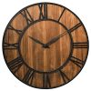 Tangkula 30 Inch Round Wall Clock Farmhouse Large Wall Clock With Roman Numerals Decorative Wooden Wall Clock Come With AA Battery Rustic Wall Clock Hanging For Home Offiice BronzeBrown 0 100x100