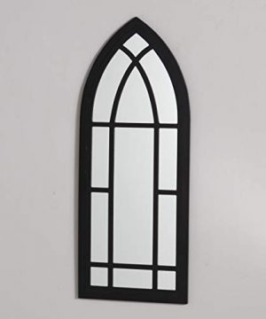 The Lakeside Collection Wall Hanging Cathedral Style Mirror With Window Frame Look Black 0 300x360