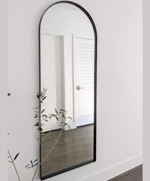 ZEEK Full Length Mirror Large Black Arched Wall Full Body Mirror Long 64x24 Aluminum Thin Edge For Bedroom 0 300x360