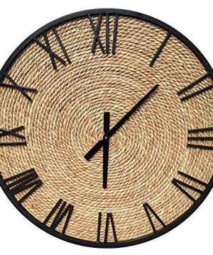 Gb Home Collection Natural Seagrass Large Wall Clock Rustic Farmhouse Clock Brown Sea Grass Wood Design 275 70 Cm Diameter 0 300x360
