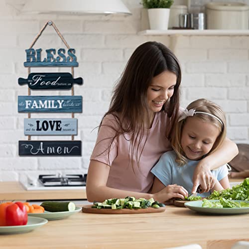 Bless the Food Before Us Sign Farmhouse Kitchen Wall Decor Rustic Dining Room Wall Art Decor Living Room Decorations… - Image 4