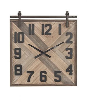 Deco 79 Industrial Wood Square Wall Clock 24 X 2 X 27 Brown 0 300x360