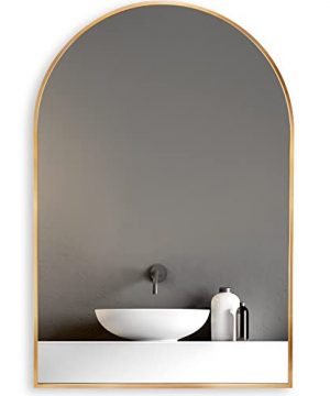 HOWOFURN 2436 Arched Wall Mounted Mirror Wall Decor W Metal Frame For Bathroom Bedroom Entryway Modern Contemporary Arch Top Wall Mirror Gold 0 300x360