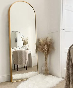 NeuType Arched Full Length Mirror Standing Hanging Or Leaning Against Wall Oversized Large Bedroom Mirror Floor Mirror Dressing Mirror Aluminum Alloy Thin Frame Gold 65x22 0 300x360