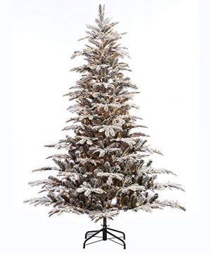Puleo International 75 Foot Pre Lit Flocked Aspen Fir Artificial Christmas Tree With 700 UL Listed Clear Lights 0 300x360