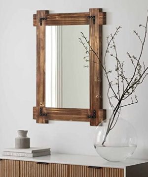 Rustic Mirror Wood Mirror For Bathroom Decorative Framed Wall Mirror Farmhouse Natural Vanity Mirror Wall Mounted Rectangular Mirror For Bedroom Living Room Wood Mirror Small 20x30 Inch 0 300x360