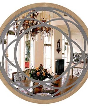 Rustic Round Decorative Large Wall Mirror 30 With Wood Frame For Living Room Bedroom Kitchen Entryway Wall Decor Lotus 0 300x360