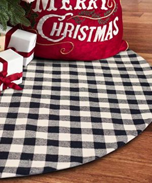 S DEAL 48 Inches Christmas Tree Skirt Black And White Plaid Buffalo Double Layers Checked Deco For Holiday Party Mat Xmas Ornaments 0 300x360
