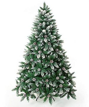 Senjie Artificial Christmas Tree 5677589 Foot Flocked Snow Trees Pine Cone Decoration Unlit6 Foot Upgrade 0 300x360