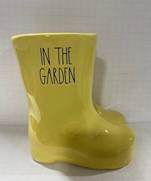 RAE DUNN BY MAGENTA IN THE GARDEN Yellow Rain Boots Planter Ceramic 6in W X 7in H X 6in L 0 300x360