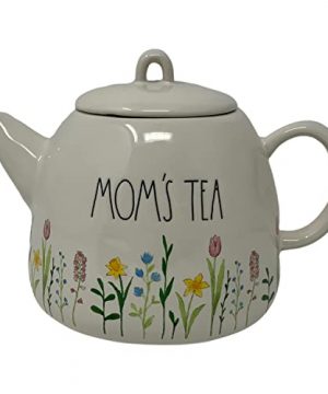 RAE DUNN BY MAGENTA Rae Dunn MOMS TEA TEAPOT Ceramic MOTHERS DAY With Flowers Ivory 0 300x360