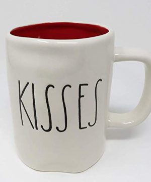 Rae Dunn Artisan Collection By Magenta Limited Edition Valentines Day Red Large Letter Hugs Kisses 16oz White ExteriorRed Interior Ceramic Mug 0 300x360