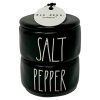 Rae Dunn Black Salt And Pepper Cellars 2 Piece Stackable Beautiful Black Ceramic Salt And Pepper Cellars With LL Font White Letters Perfect Match To Other Rae Dunn Kitchen Decor Items 0 100x100