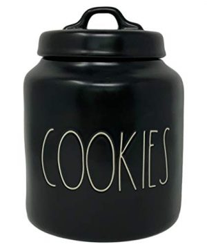 Rae Dunn Cookie Canister Artisan Collection By Magenta Beautiful Black Rae Dunn Cookie Canister Large LL Font White Letters Spelling COOKIES 0 300x360
