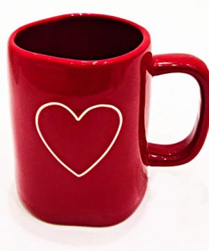Rae Dunn Magenta Valentines Day Red Ceramic Mug With Outline Of Heart In White Great Valentines Gift 0 300x360
