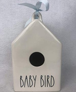Rae Dunn By Magenta Baby Bird Ceramic Decorative Birdhouse With Blue Ribbon 0 300x360