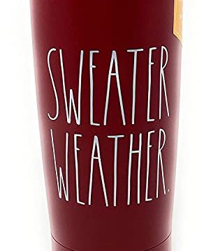 Rae Dunn By Magenta SWEATER WEATHER 17 Ounce LL Red Maroon Color Insulated Stainless Steel Travel Tumbler With White Letters 2020 Limited Edition 0 282x360