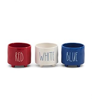 Rae Dunn By Magenta Set Of 3 Small Mini Footed Planter Flower Pots RedWhiteBlue 0 300x360