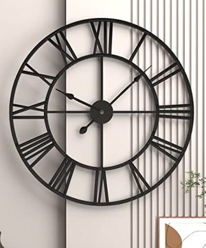 20 Mute Retro Wall Clock Roman Numerals Art Creative Clock Vintage Silent Metal Clock Industrial Gear Clock Indoor Black Non Ticking Large Round Decorative Clock For Living Room Kitchen Home 0 300x360
